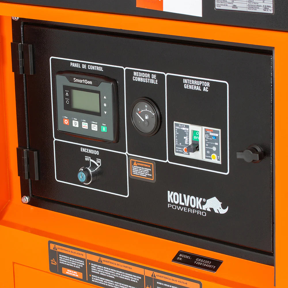 Generador Diésel Trifásico Kolvok GSS22D3 22kVA Insonorizado c/ Salida ATS