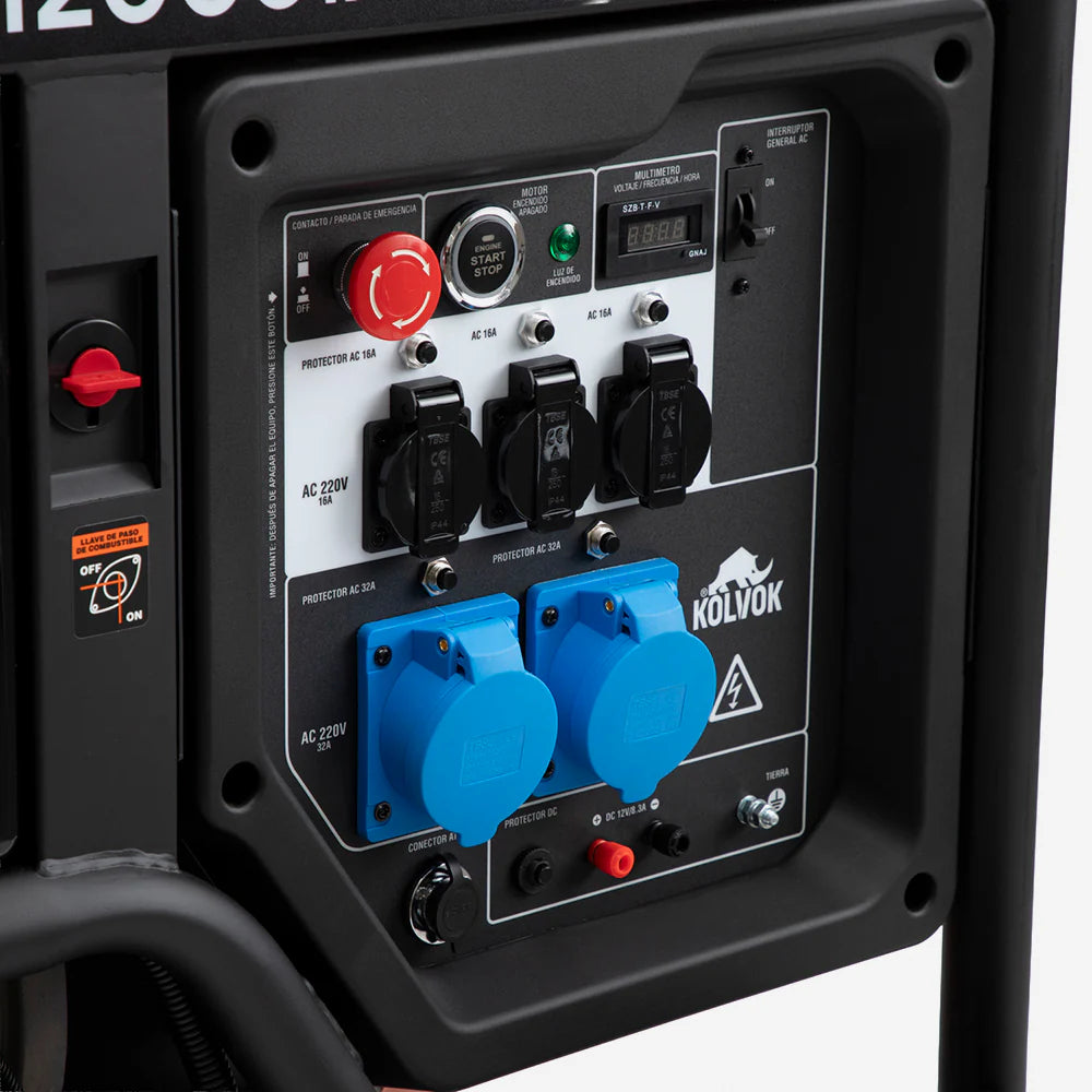 Generador Gasolina Monofásico Kolvok GO1200GTA 12kVA c/ Salida ATS