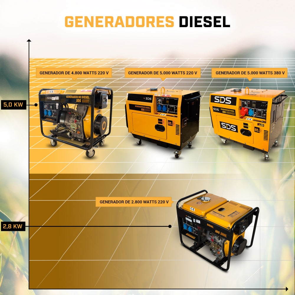 Generador Diesel 5,6KW 380 V Trifasico SDG6500S3 SDS POWER