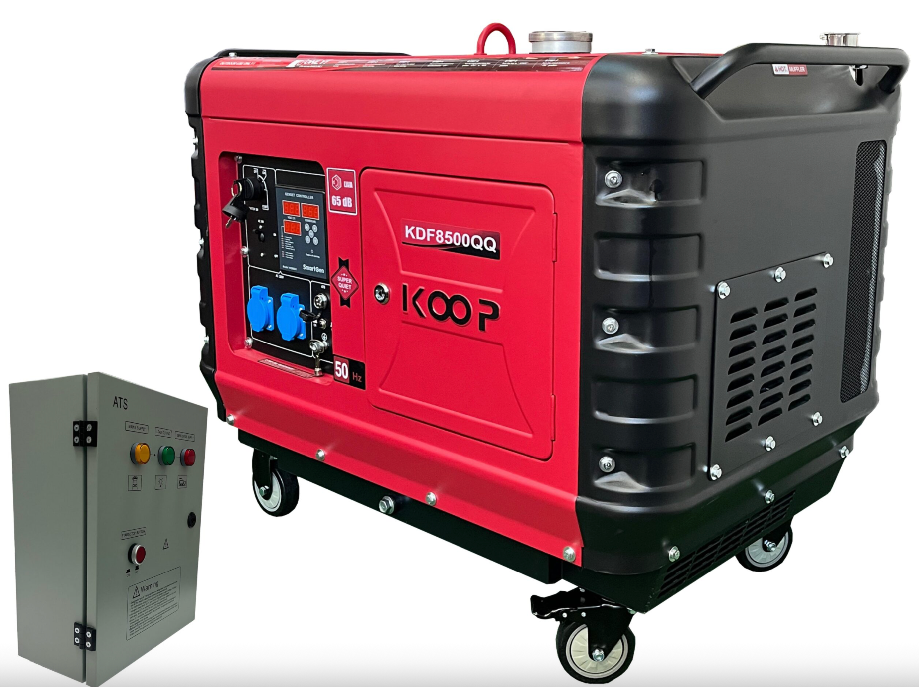 Generador Diésel Monofásico KOOP KDF8500QQ 8kVA Súper Silencioso c/ATS