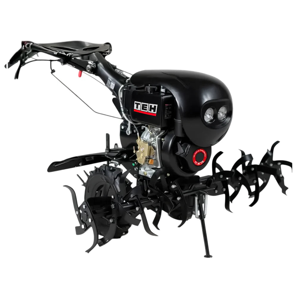 Motocultivador Diésel TEHTOOLS 10 HP – Partida Eléctrica, 3 Marchas, Arado y Cultivador