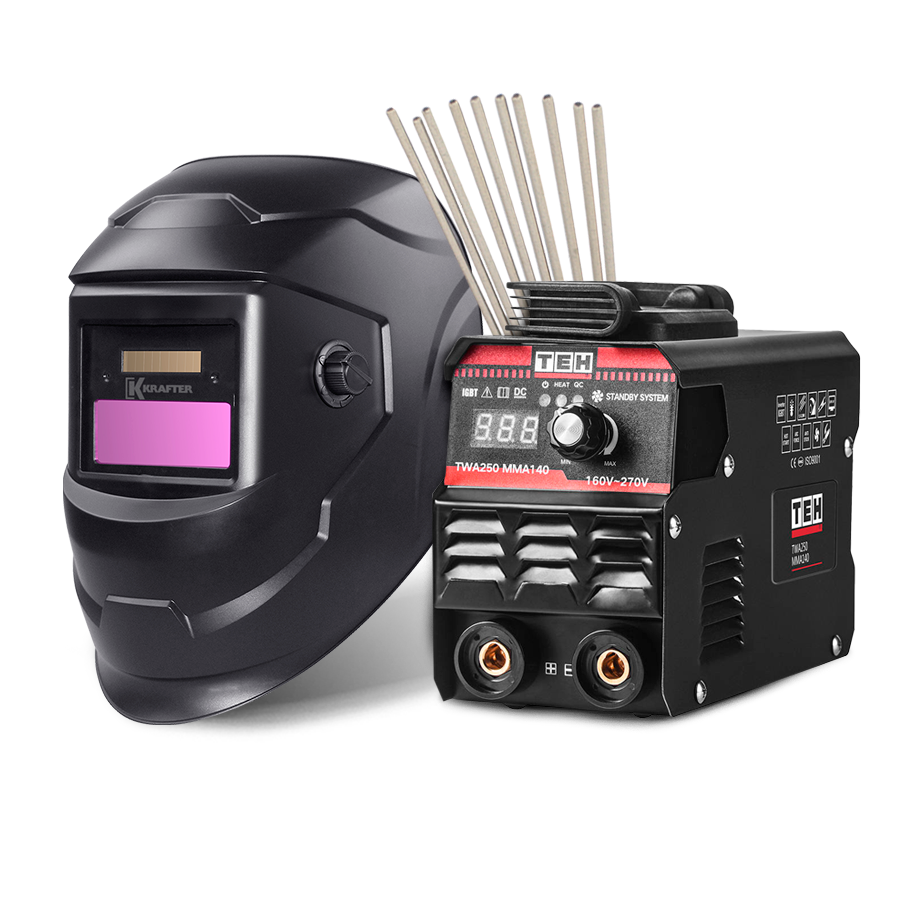 Pack Soldadora Inverter 140 AMP  Tehtools + Máscara Fotosensible + Electrodos