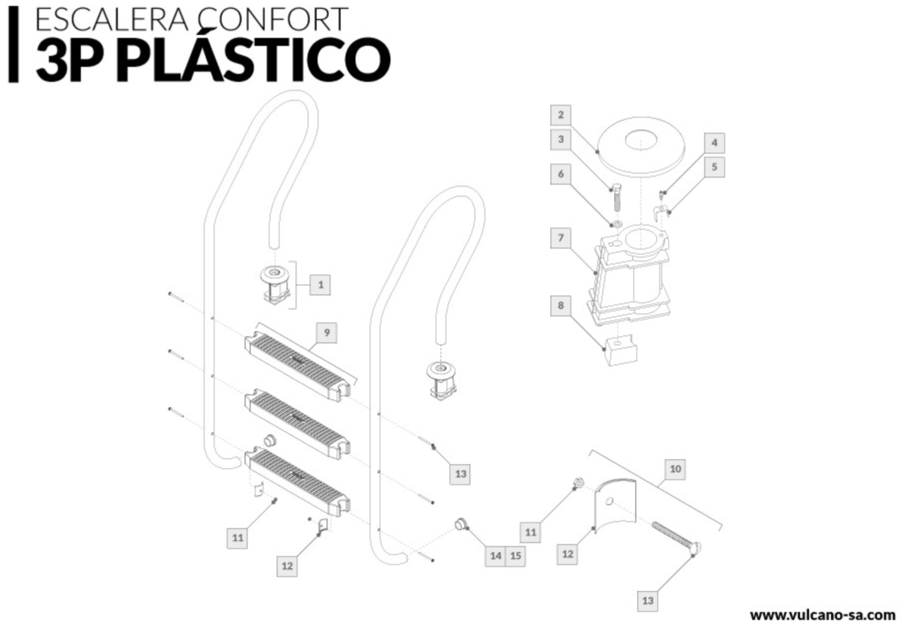 Escalera Confort 3 ABS Plástico VULCANO