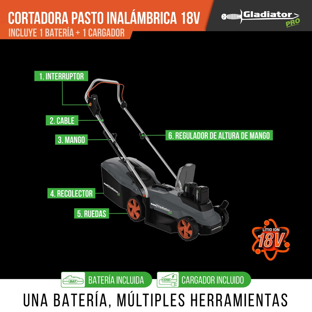 Cortadora de Pasto Inalambrica  18V + 1 BAT 3AH + Cargador
