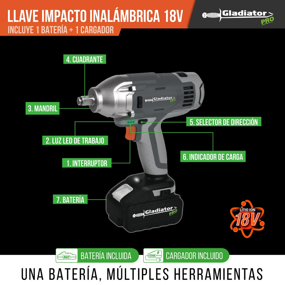 LLAVE IMPACTO INALAMBRICA 18v 1BAT LI8400/18 C1