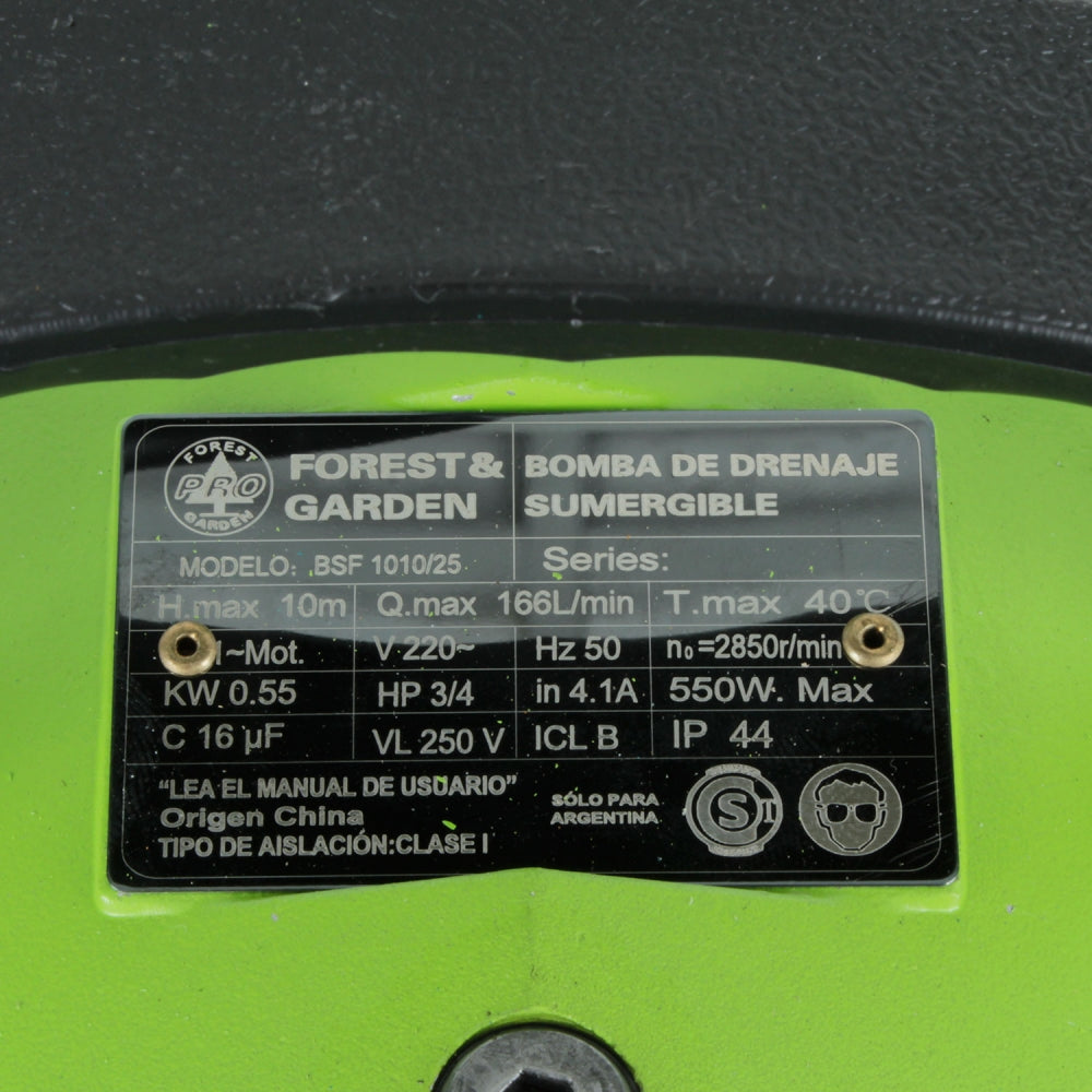 Bomba Sumergible De Drenaje 1'; 3/4hp 166L/min BSF