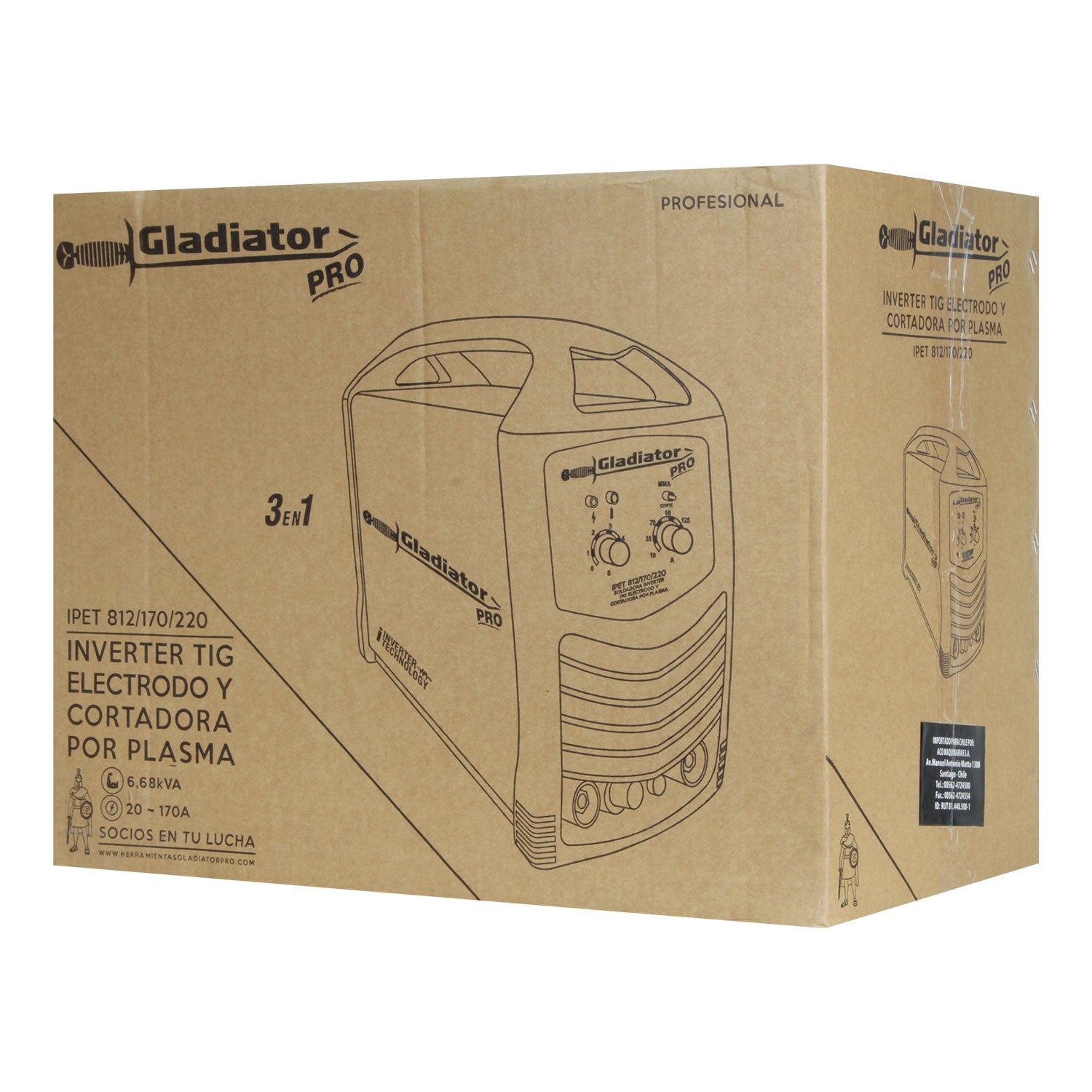 SOLDADORA TIG-ARCO-CORTA PLASMA 170amp IPET812/170