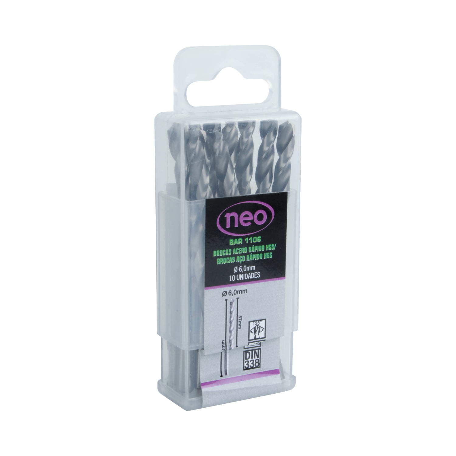 SET BROCAS HSS 6.0 x 103 mm x 10 unid BAR 1106