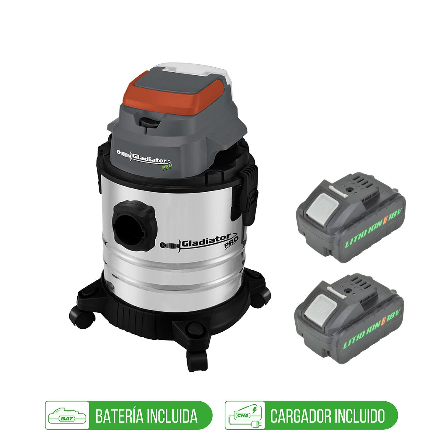 Aspiradora Inalámbrica 18V 20Ltrs + 1 Batería 4 AH + Cargador GLADIATOR