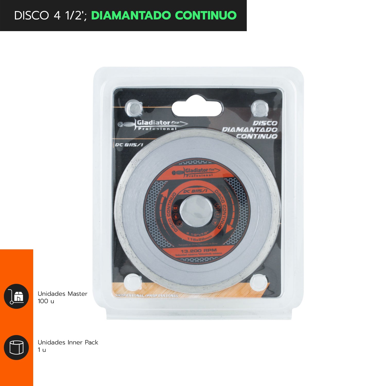 DISCO 4 1/2&#39;; DIAMANTADO CONTINUO DC8115/1