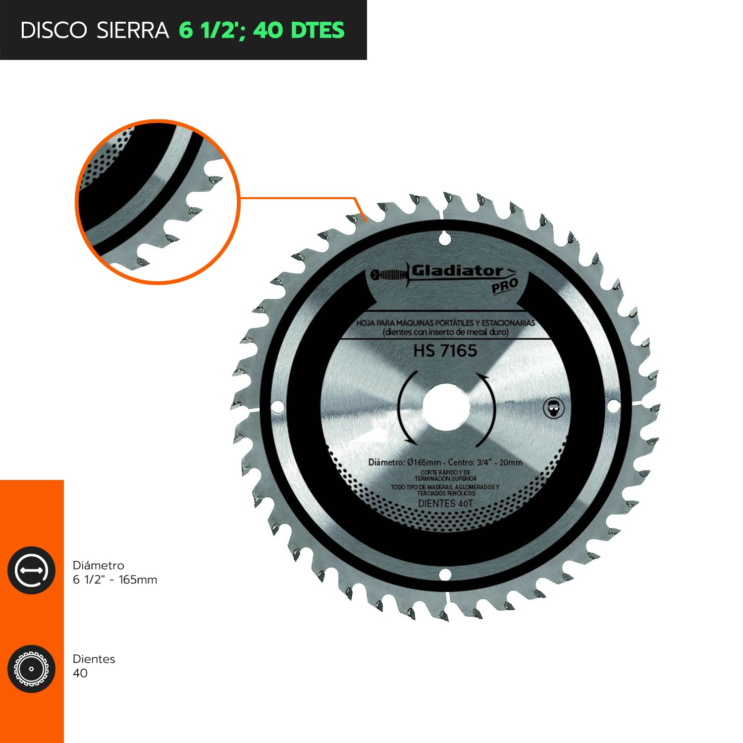 DISCO SIERRA 6 1/2&#39;; 40 DTES HS 7165