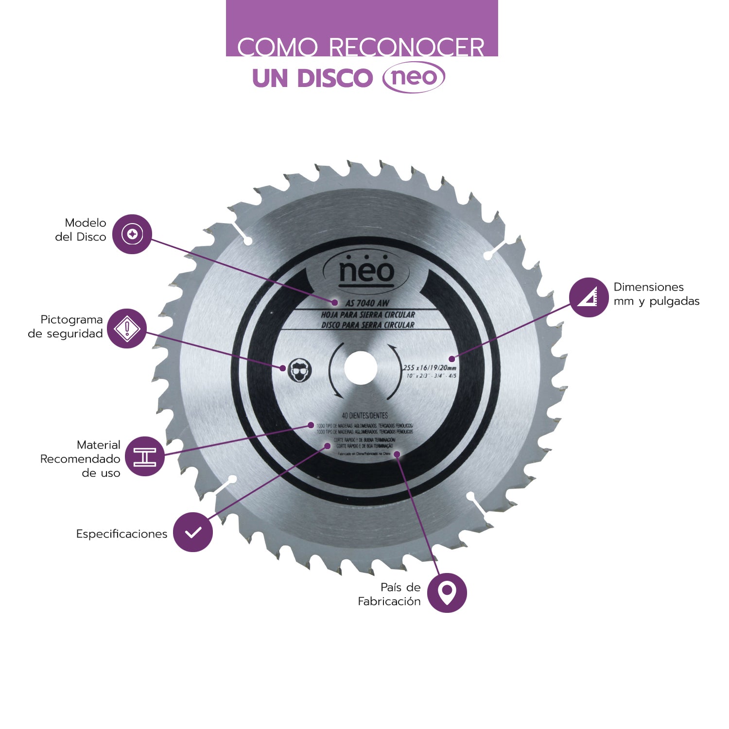 DISCO de SIERRA 10&#39;; 40 Dientes AS 7040 AW