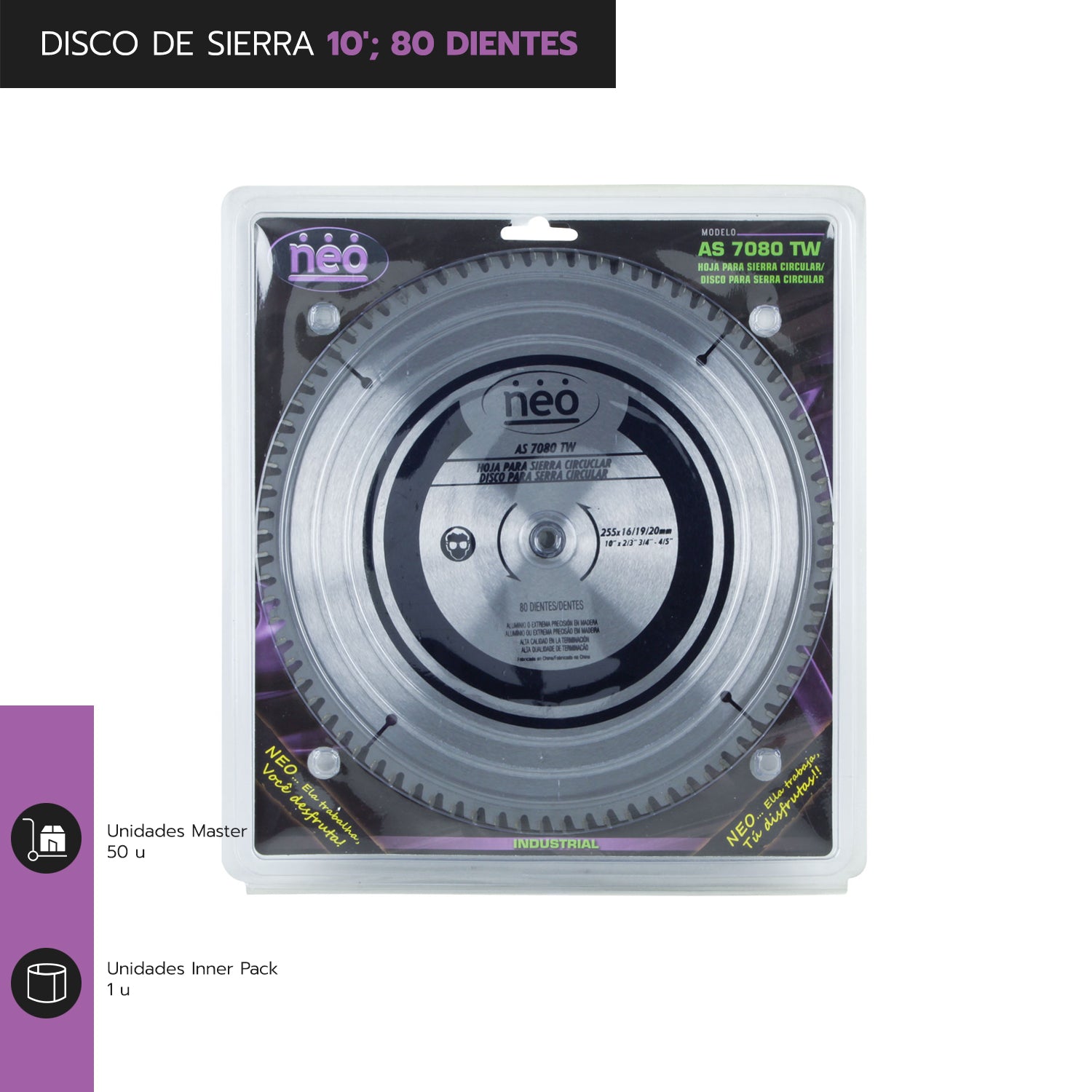 DISCO de SIERRA 10&#39;; 80 Dientes AS 7080 TW