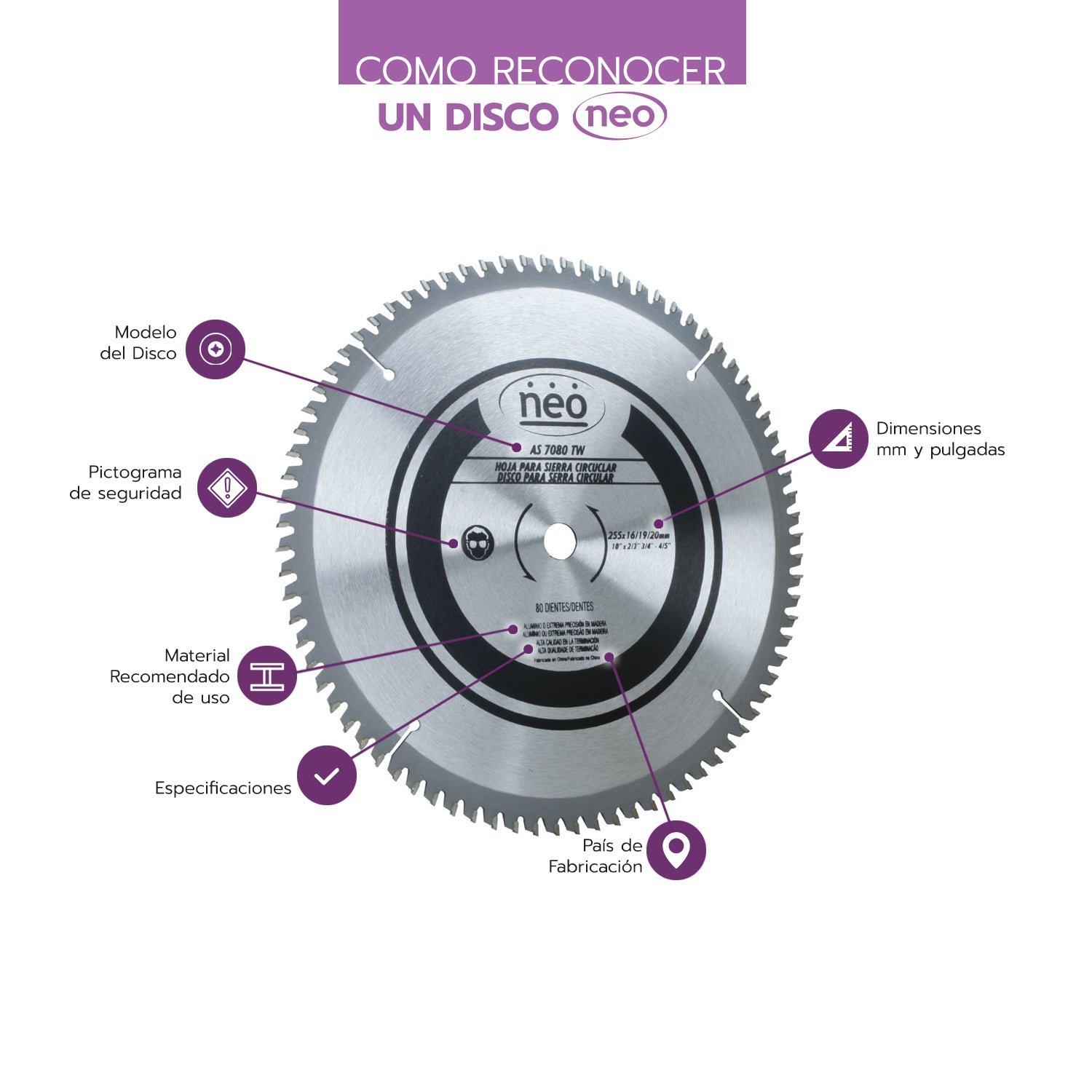 DISCO de SIERRA 10&#39;; 80 Dientes AS 7080 TW