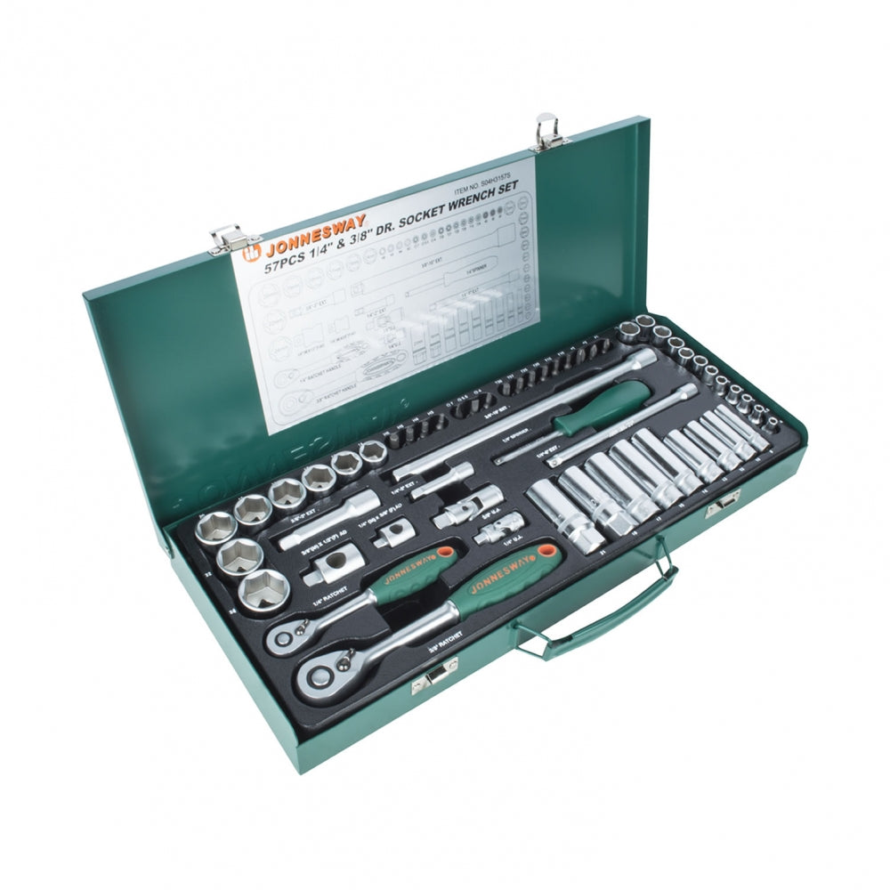 JUEGO de DADOS COMBINADOS 1/4&#39;;-3/8&#39;; 57 pcs S04H3