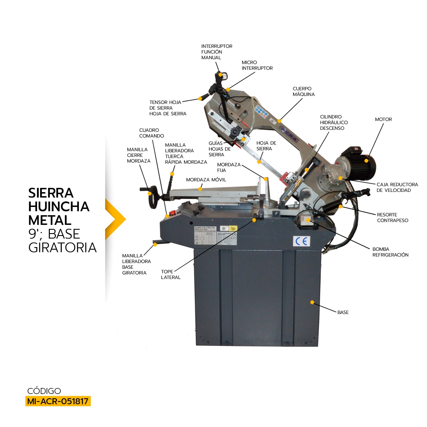 SIERRA HUINCHA METAL 9&#39;; Base giratoria FHBS-K2