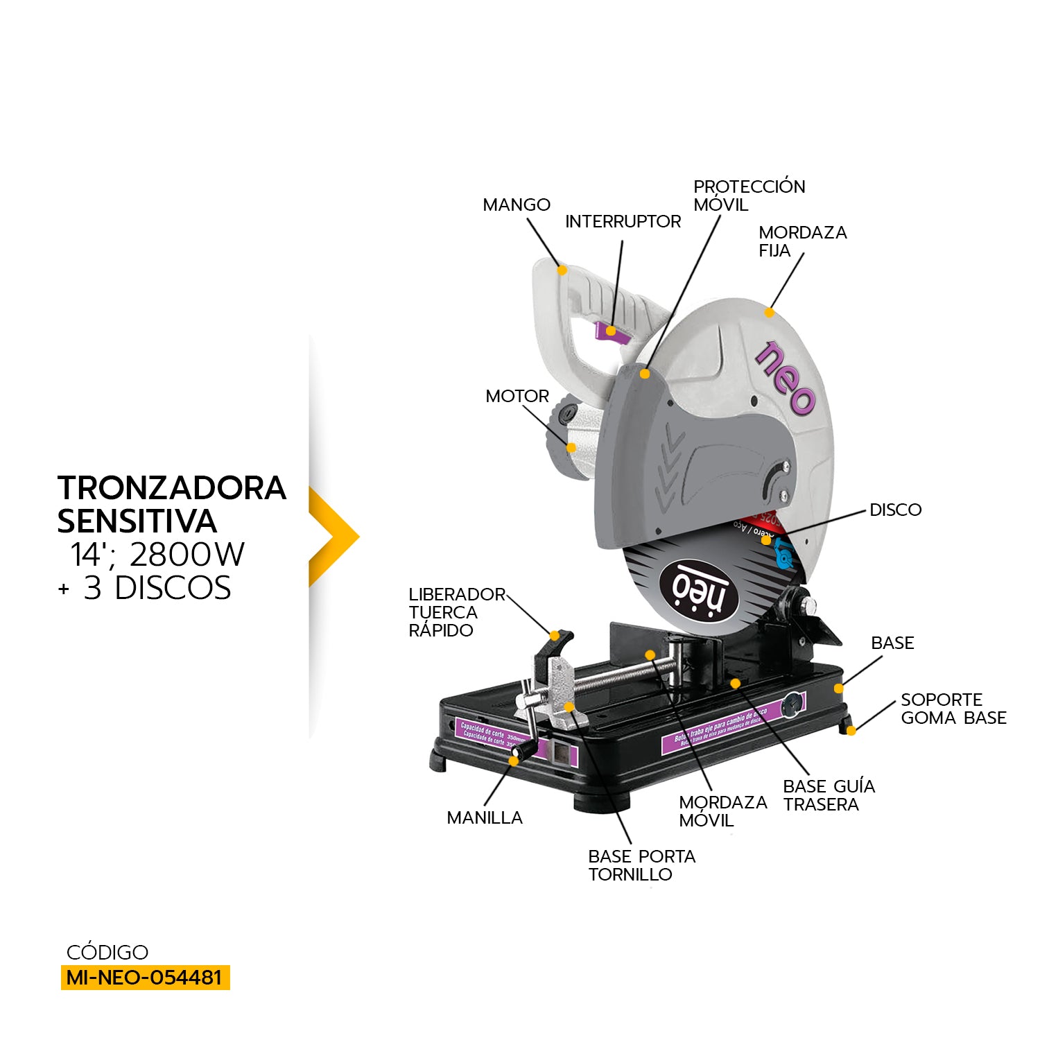 TRONZADORA SENSITIVA 14&#39;; 2800W + 3 discos CS1014/3
