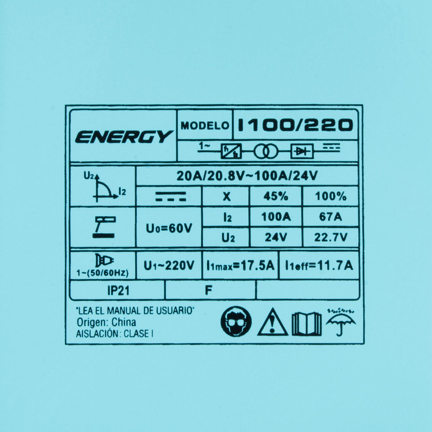 Soldadora Inv Arco Manual 100 Amp I100/220 ENERGY