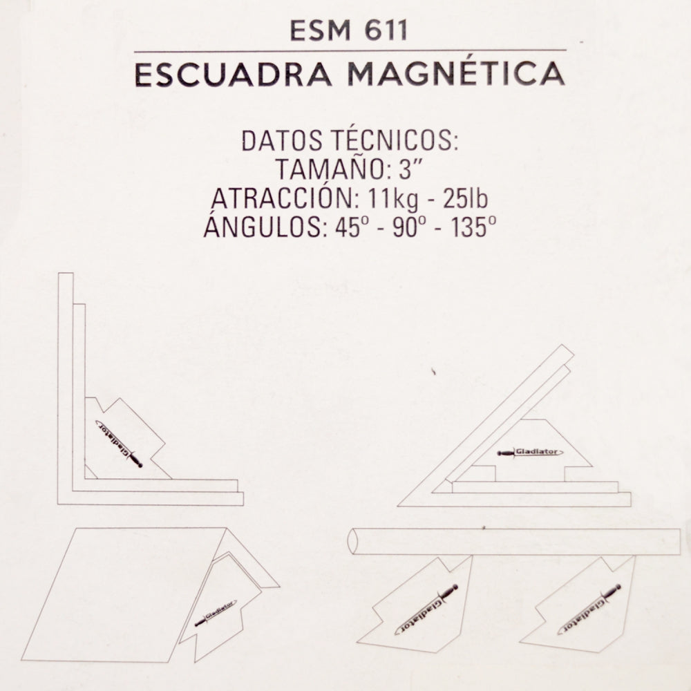 ESCUADRA MAGNETICA 3&#39;; 25 LBS ESM611