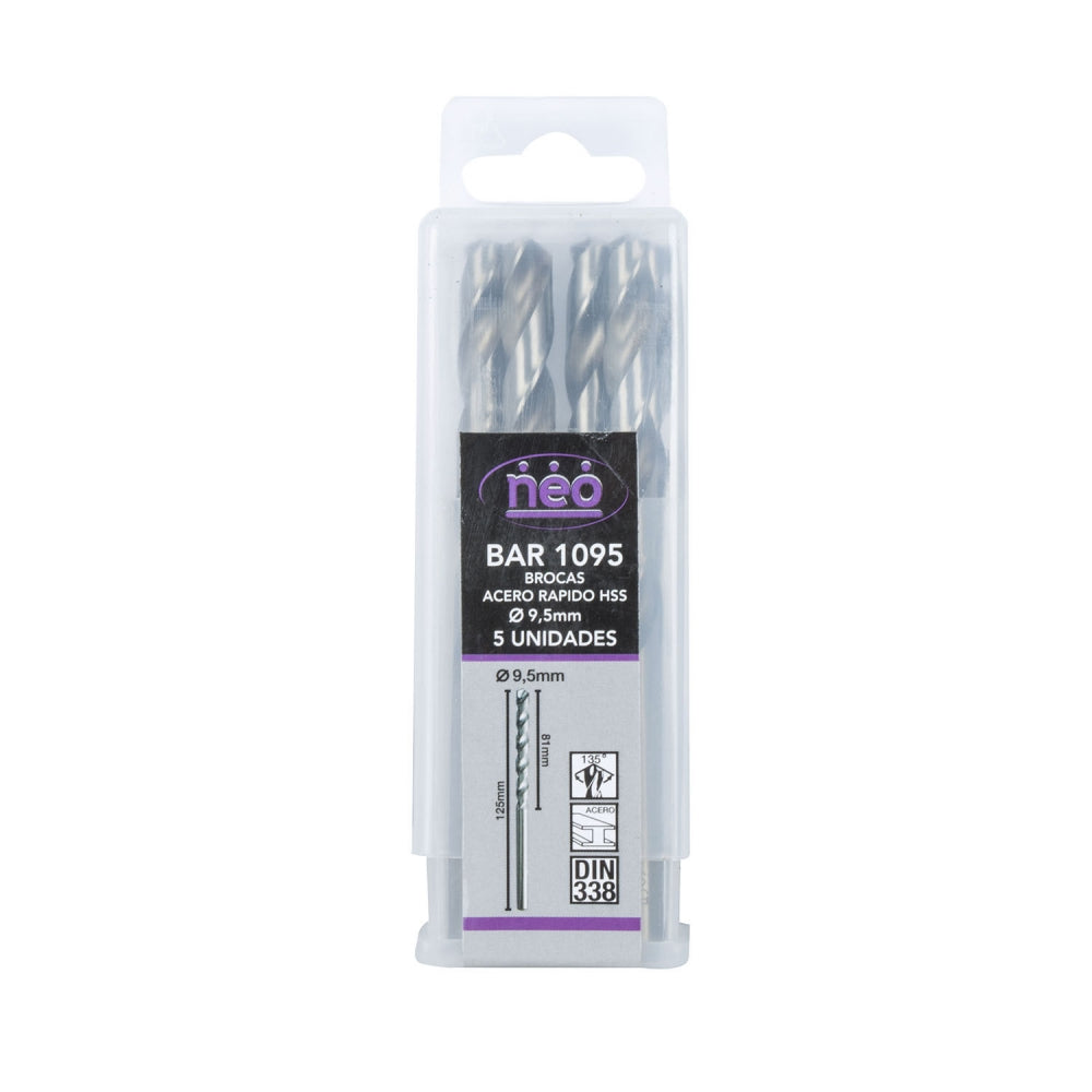 SET BROCAS HSS 9.5 mm x 5 Unidades BAR 1095