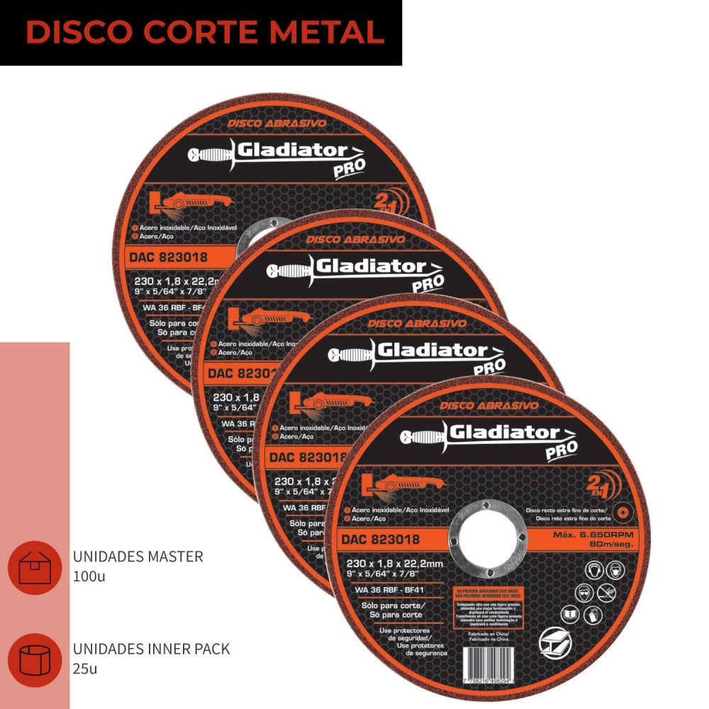 DISCO CORTE 9&#39;; x 1.8mm METAL/INOX DAC 823018