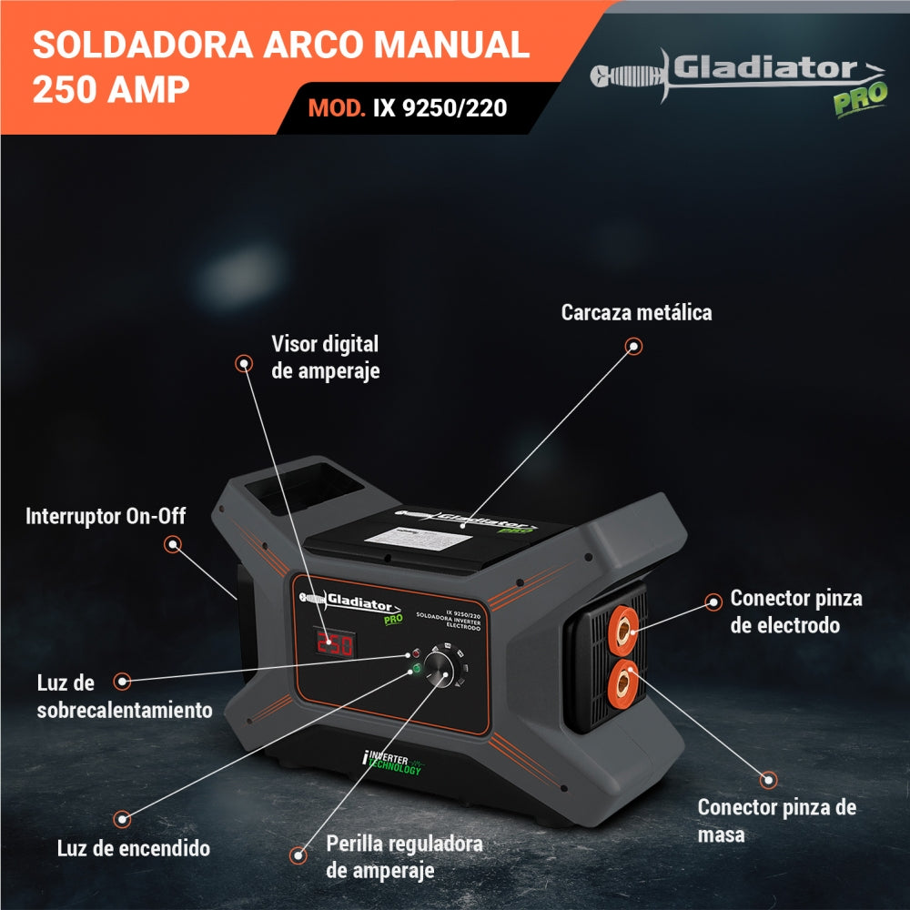 SOLDADORA INV ARCO MANUAL 250 amp IX 9250/220