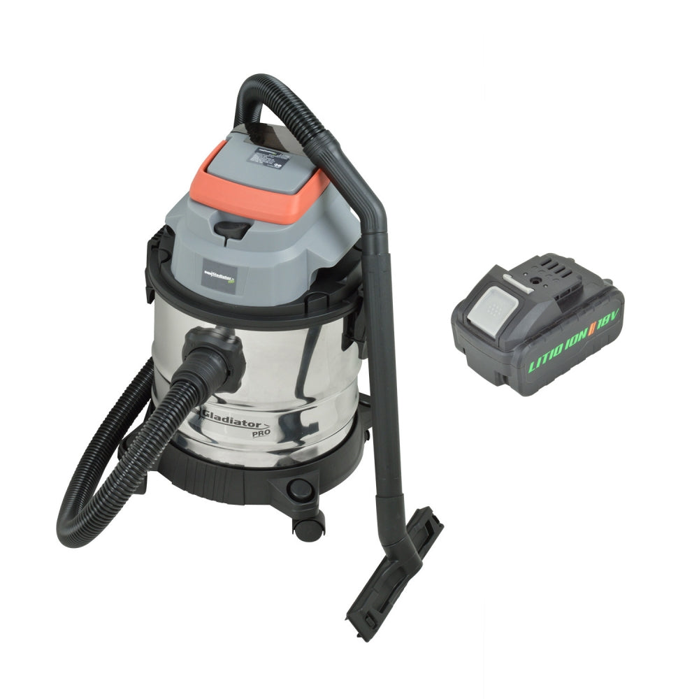 Aspiradora Inalámbrica 18V 20Ltrs + 1 Batería 4 AH + Cargador GLADIATOR