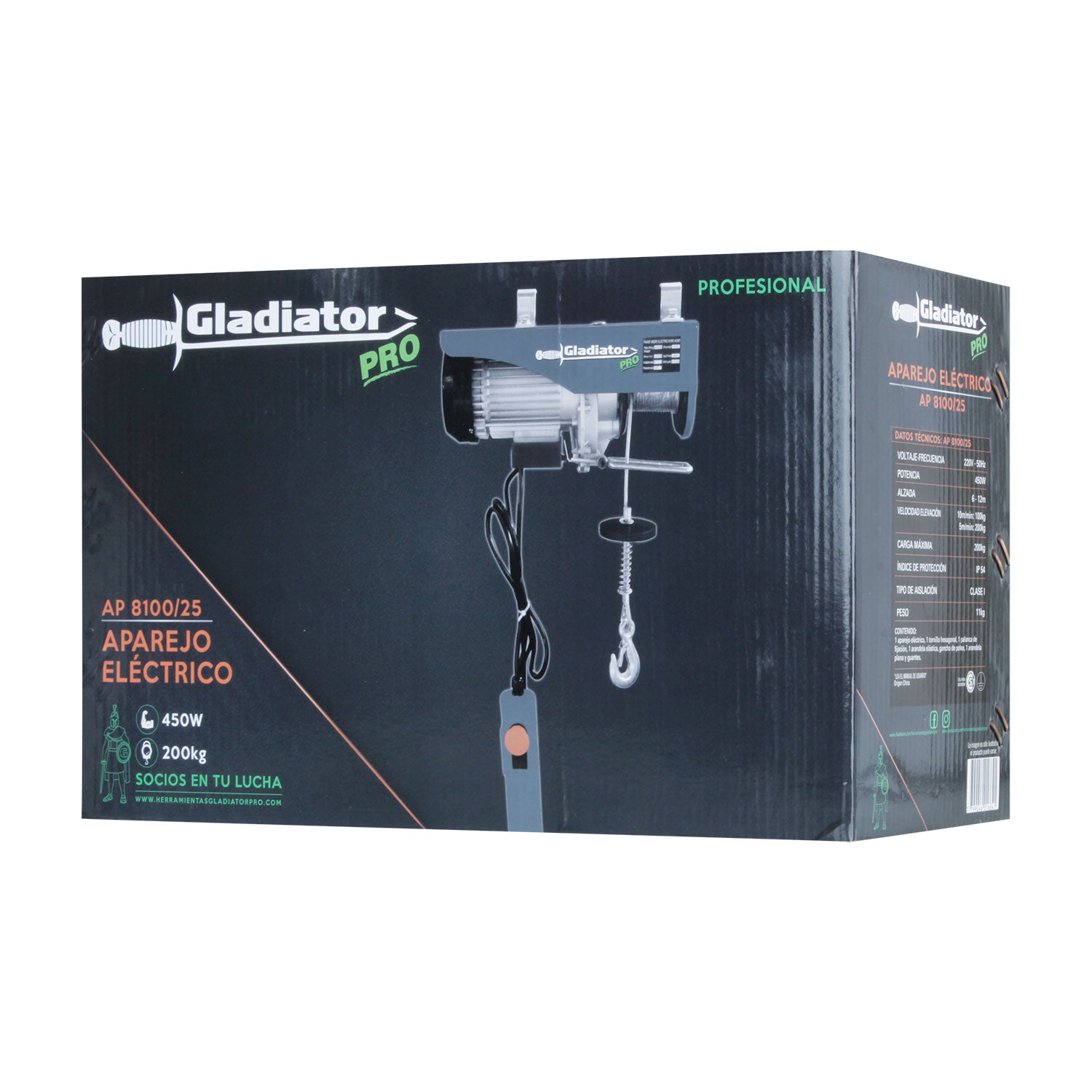 TECLE ELECTRICO 200kg 450w Alzada 6-12mts AP8100/2