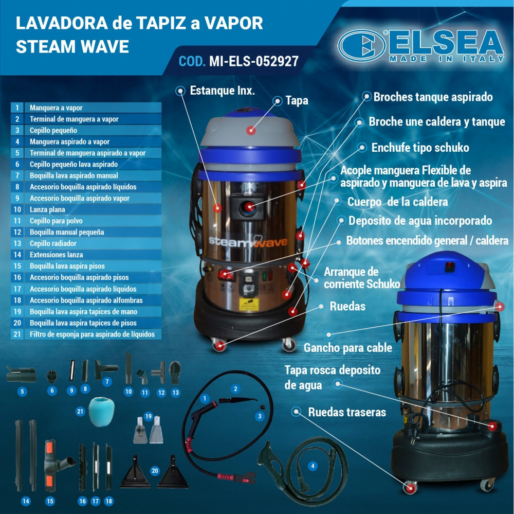 LAVADORA de TAPIZ a VAPOR STEAM WAVE