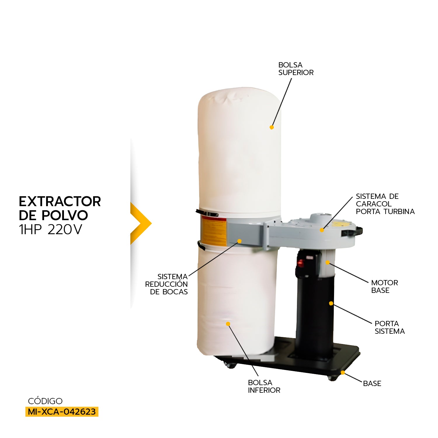 EXTRACTOR de POLVO 1hp 220v UB-90D