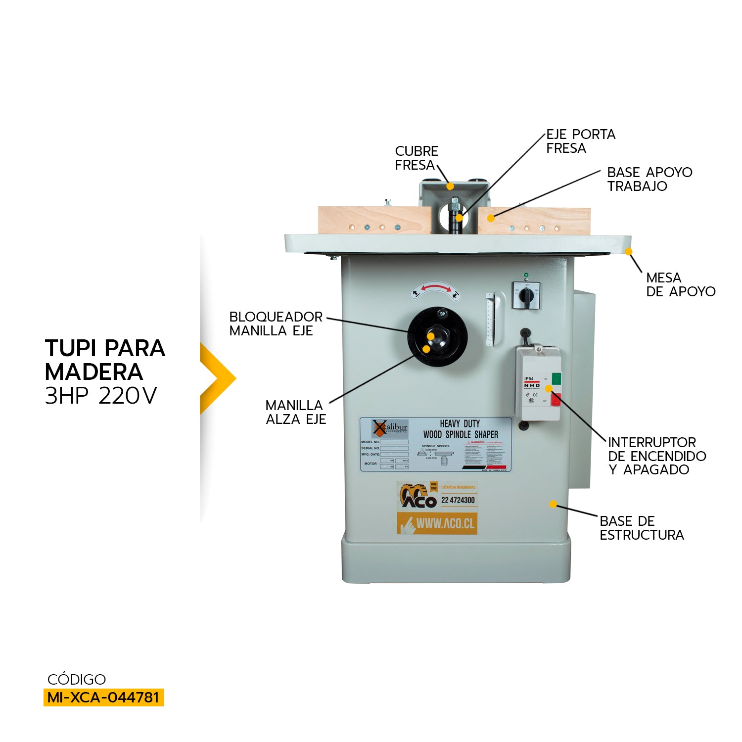 TUPI PARA MADERA 3hp 220v 8360101
