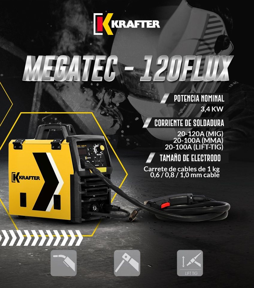 Soldadora Multiproceso MEGATEC-120FLUX KRAFTER