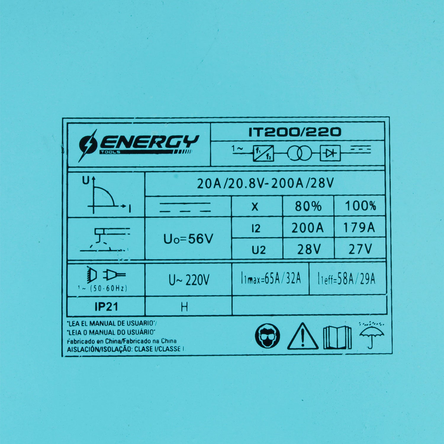 Soldadora Inverter TIG Electrodo 200 Amp IT 200 ENERGY