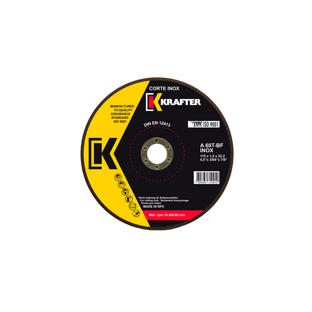 Pack Esmeril Madera + Lentes Seguridad + Discos Inox 4,5 KRAFTER