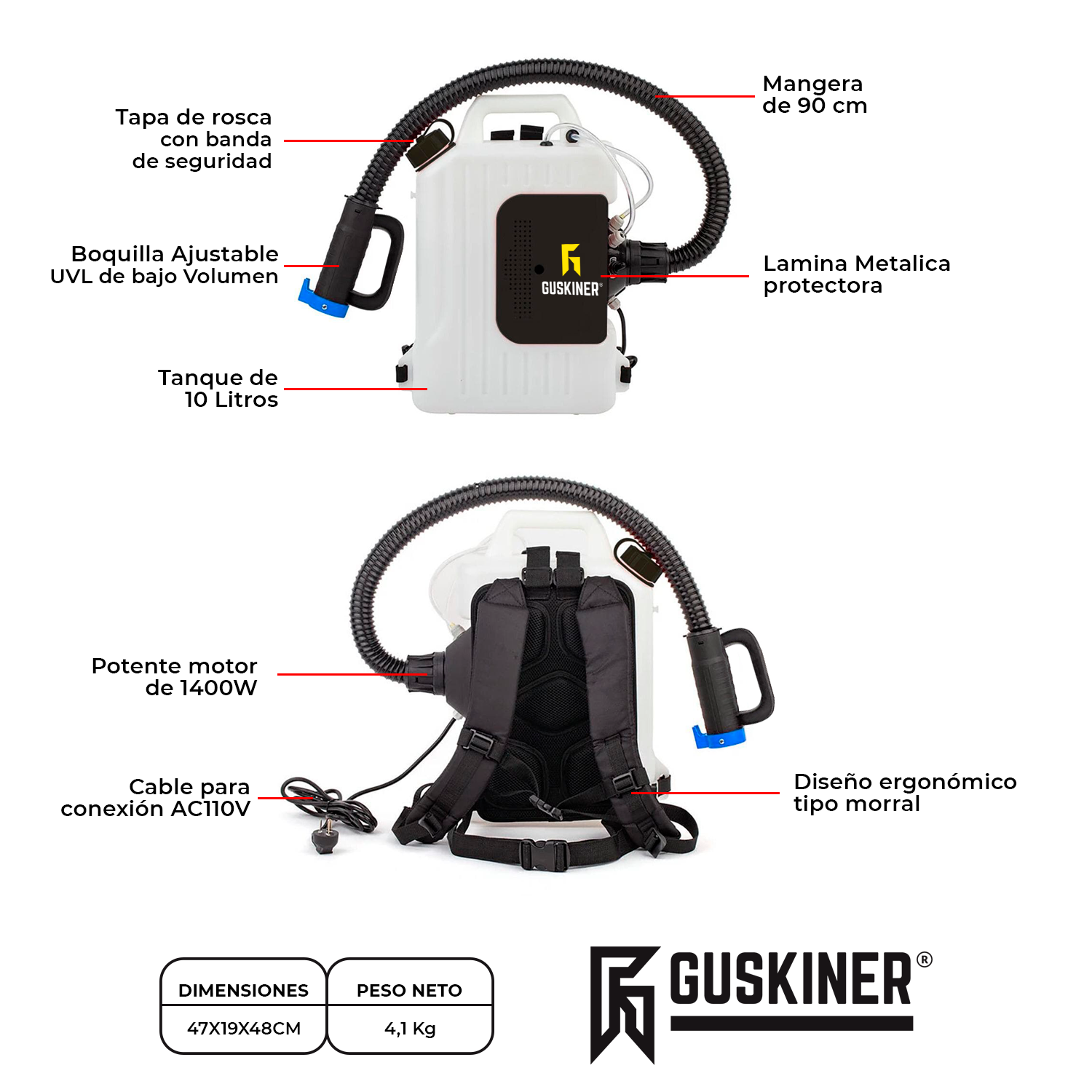 Nebulizadora ULV Eléctrico GM1506E Guskiner