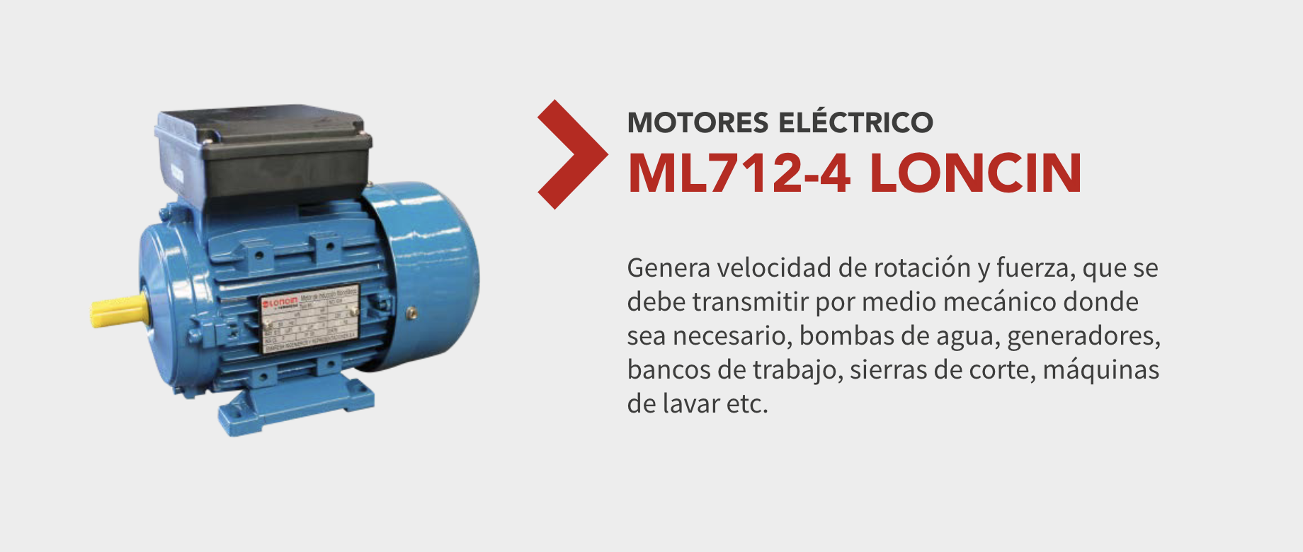 Motor Eléctrico ML712-4 0,5 HP LONCIN