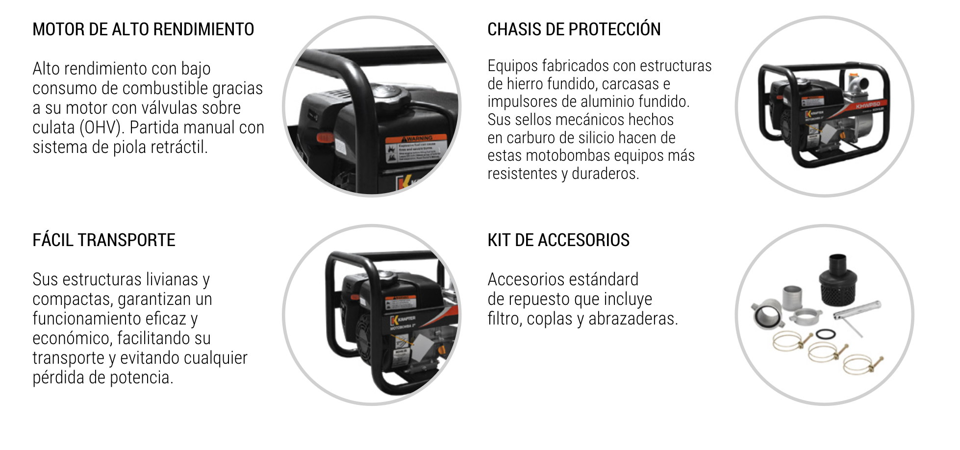 Motobomba Gasolina KOHLER KHWP50 2″X2″ Caudal