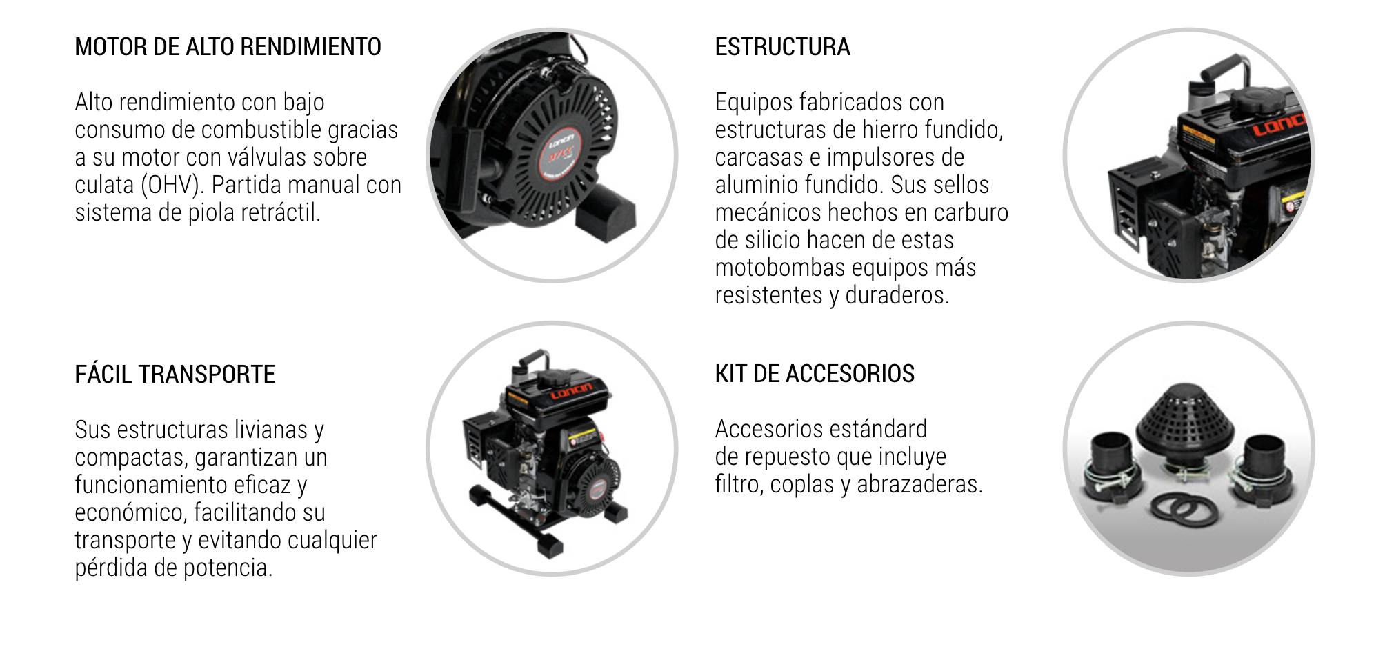 Motobomba 1,5"X1,5" 120 Lts. /min.  LONCIN