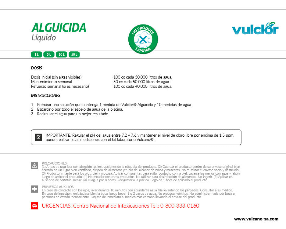 Alguicida Clarificante 1 LT VULCANO