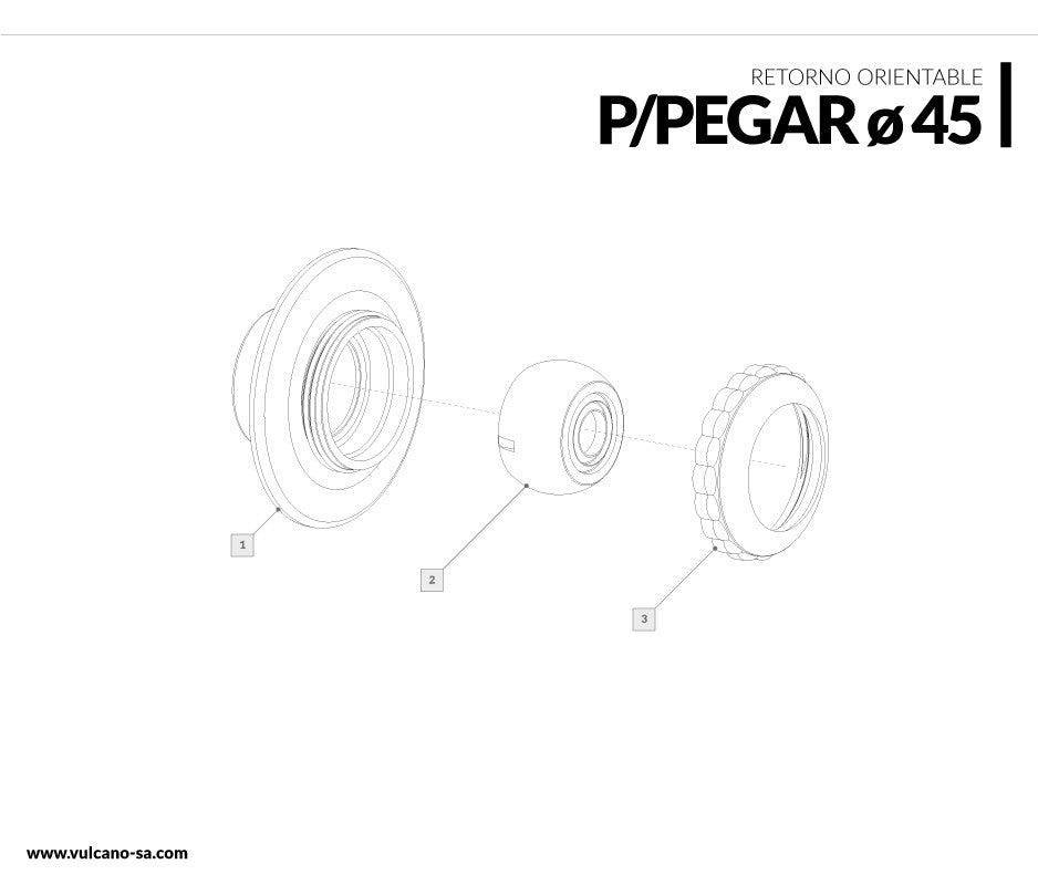 Retorno de pega P/insertar multi. FL 45mm VULCANO